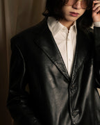 "Salvatore Ferragamo" Straight silhouette leather tailored jacket
