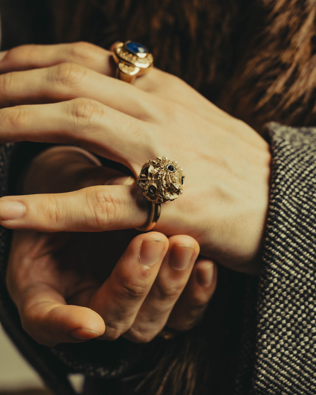 -SPECIAL- "Christian Dior" 10's-20's Sculptural clustered costume ring