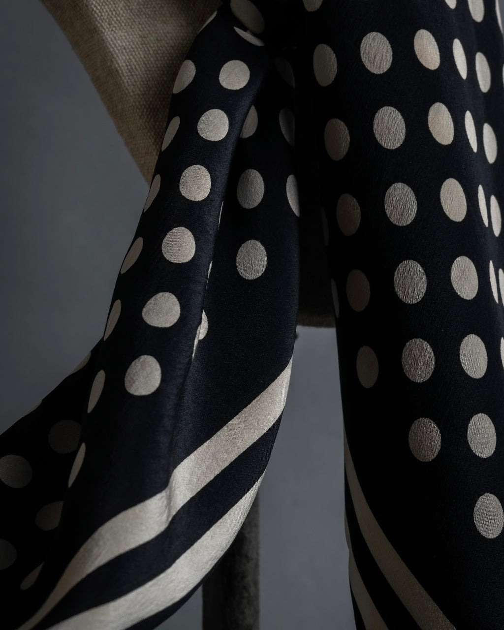 "JEAN PAUL GAULTIER" Classical dot pattern silk scarf