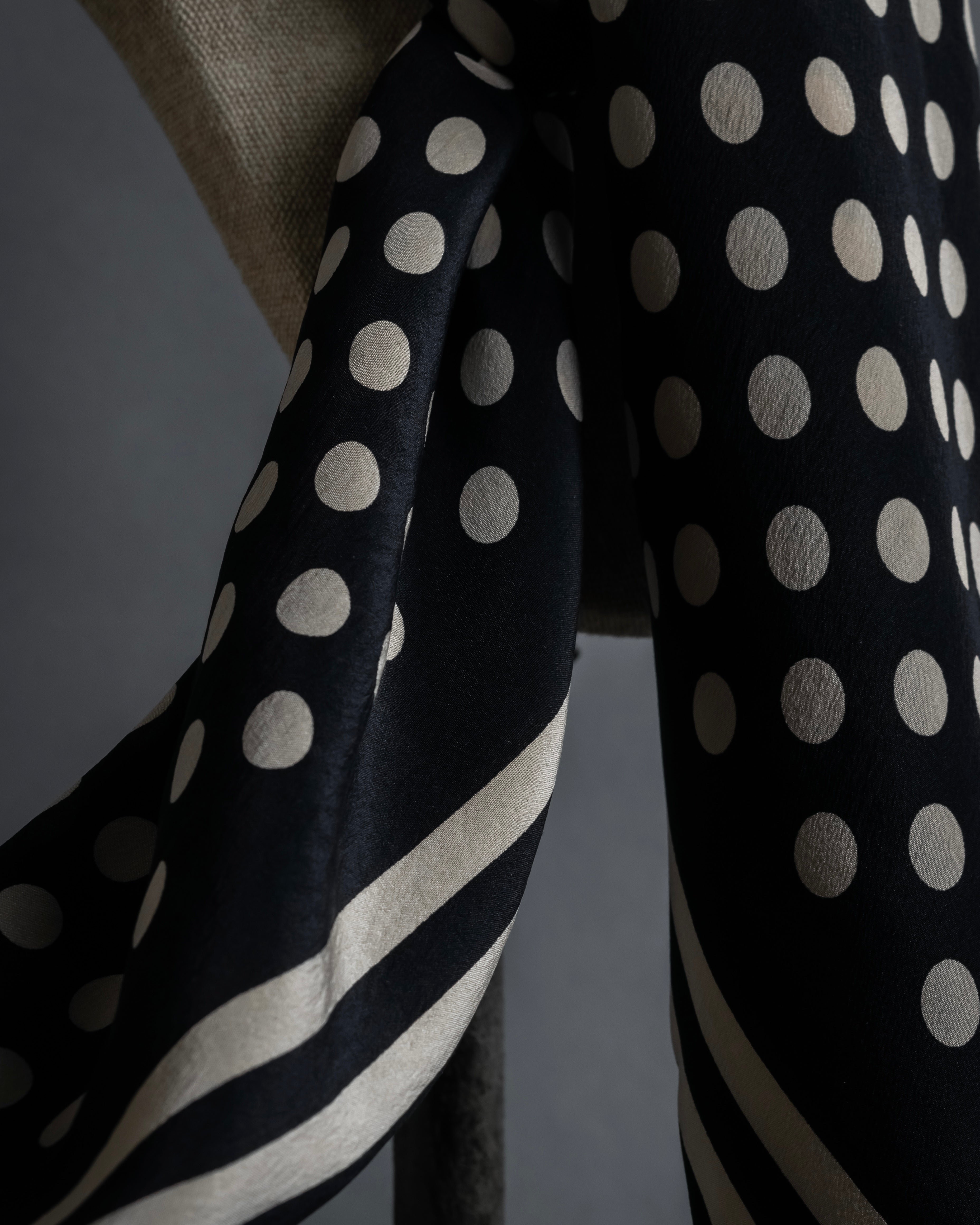 "JEAN PAUL GAULTIER" Classical dot pattern silk scarf
