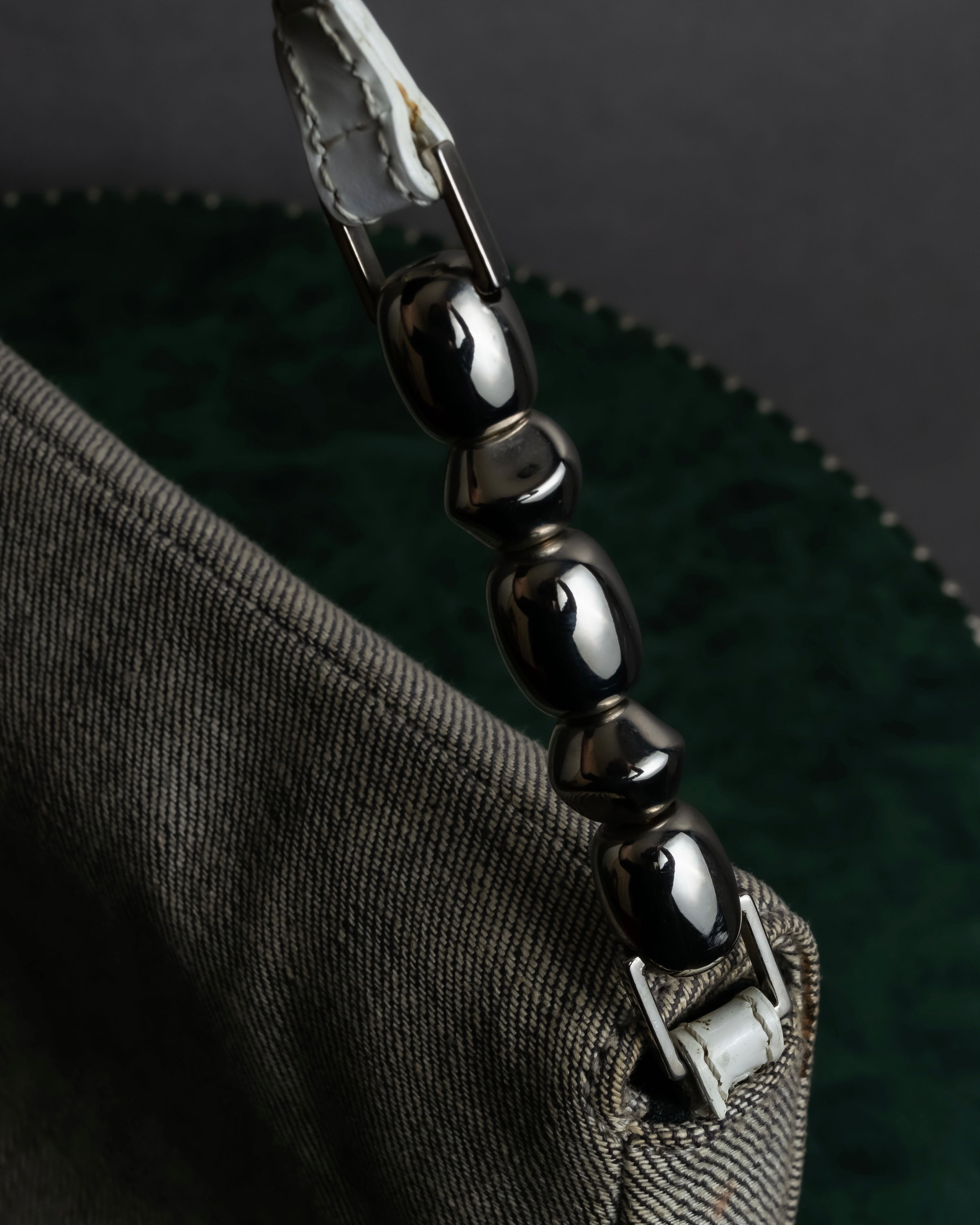 "Christian Dior" Malice Pearl Series greige color canvas shoulder bag