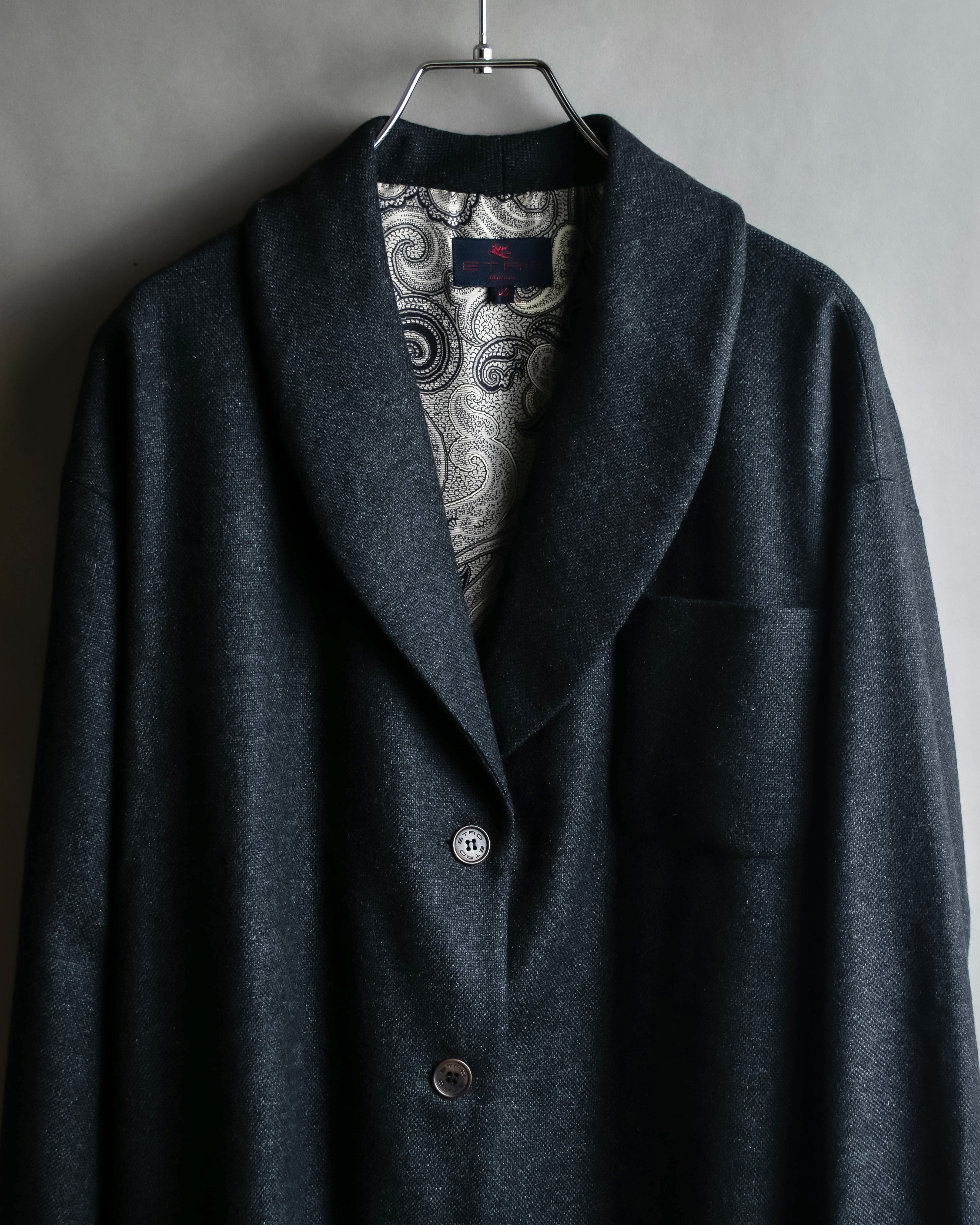 "ETRO" Shawl collar belted mid-length coat