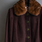 "Vintage fur collar waist shape A-line coat"