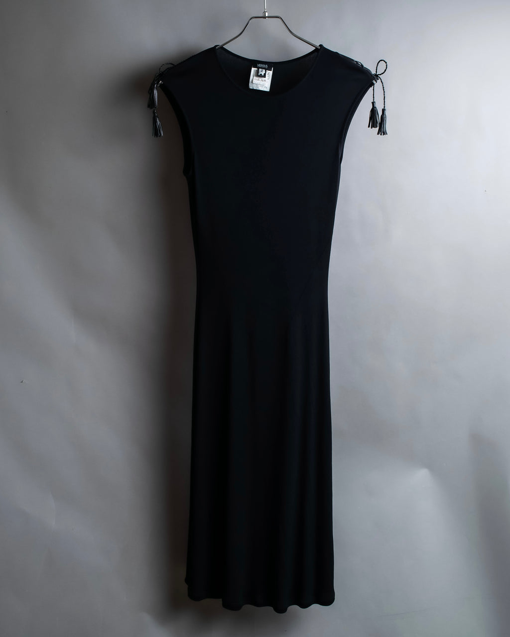 "GIANNI VERSACE" Tassel lace-up design A-line silhouette black dress