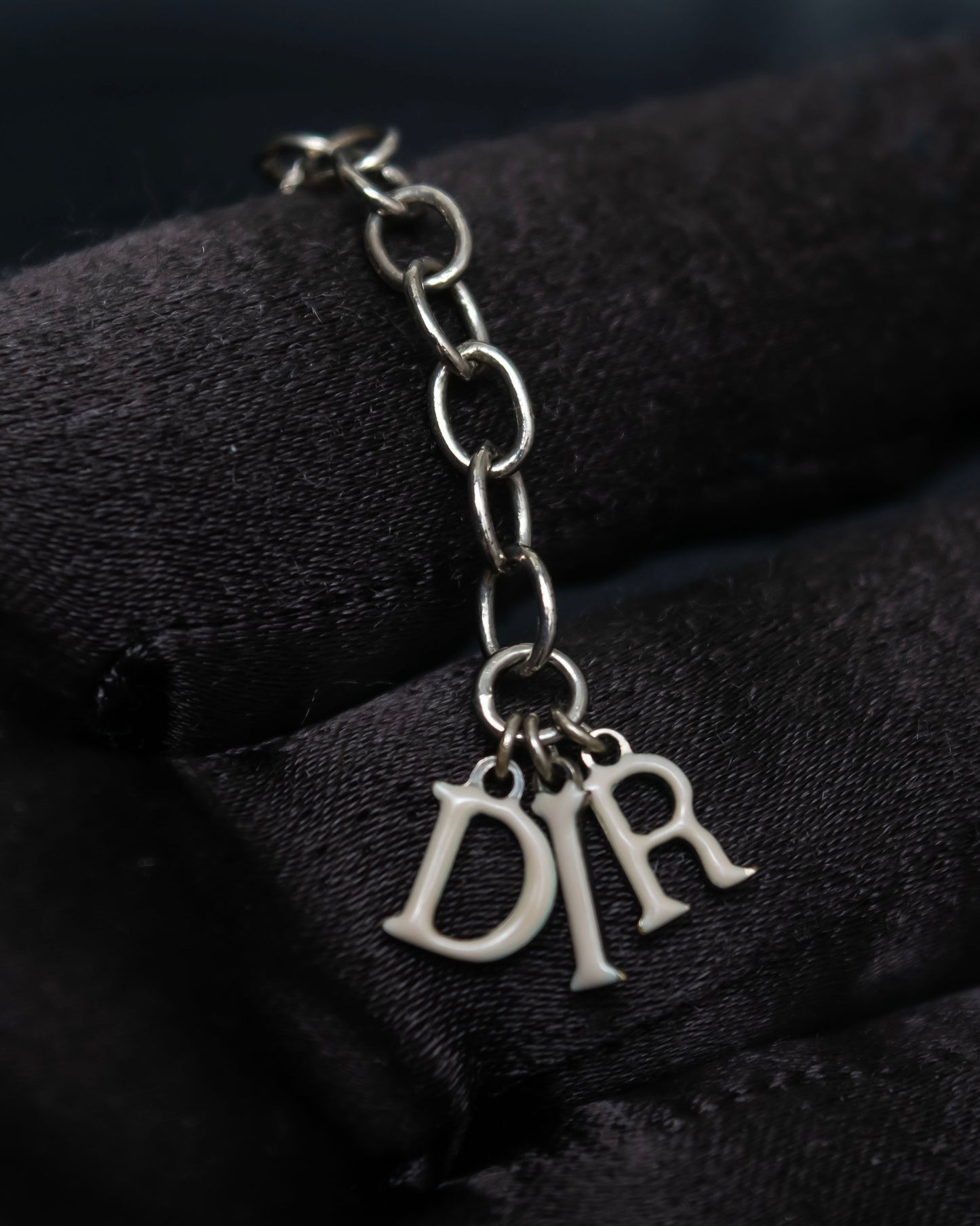 "DIOR" Logo motif combination silver necklace