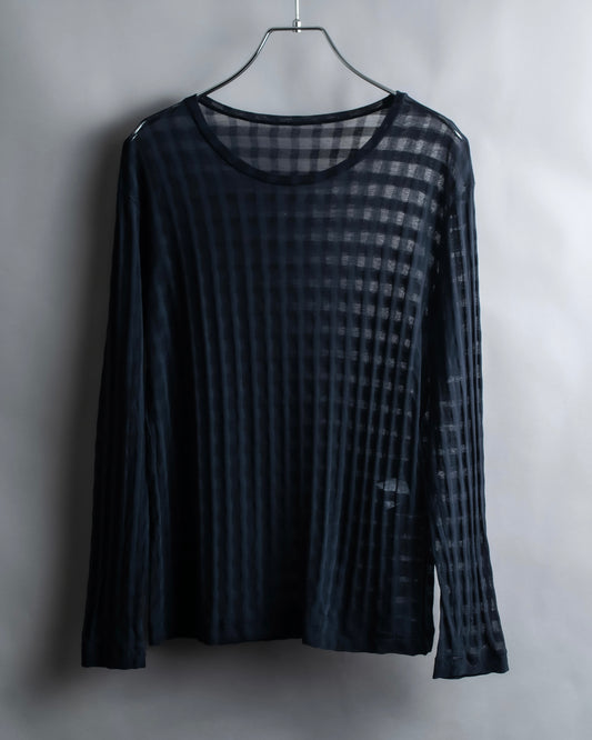 "ISSEY MIYAKE" Checkered see through pullover