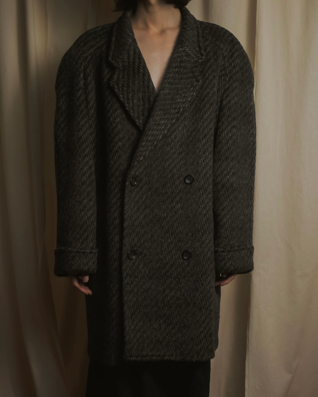 Abrigo de mezcla de mohair de doble botonadura de los años 90 de Christian Dior MONSIEUR