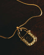"Christian Dior" 90's Rhinestone padlock pendant necklace