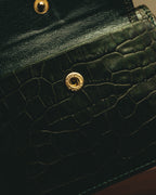 "Yves Saint Laurent" 80's Dark green crocodile compact wallet