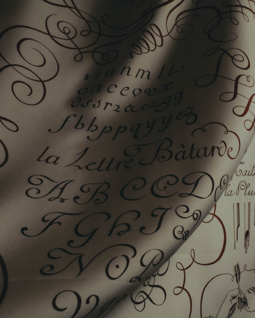 "Hermès" 90's Calligraphy print silk scarf