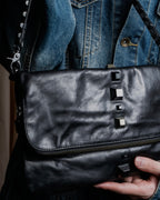 "DIESEL" Silver stud design leather one shoulder bag