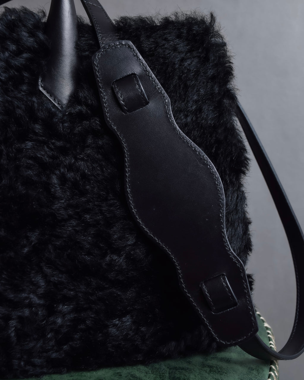 "BALENCIAGA" Padlock design shearling leather bag