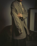 -SPECIAL- "Hermès" 80's-00's Leather collar tailored blazer
