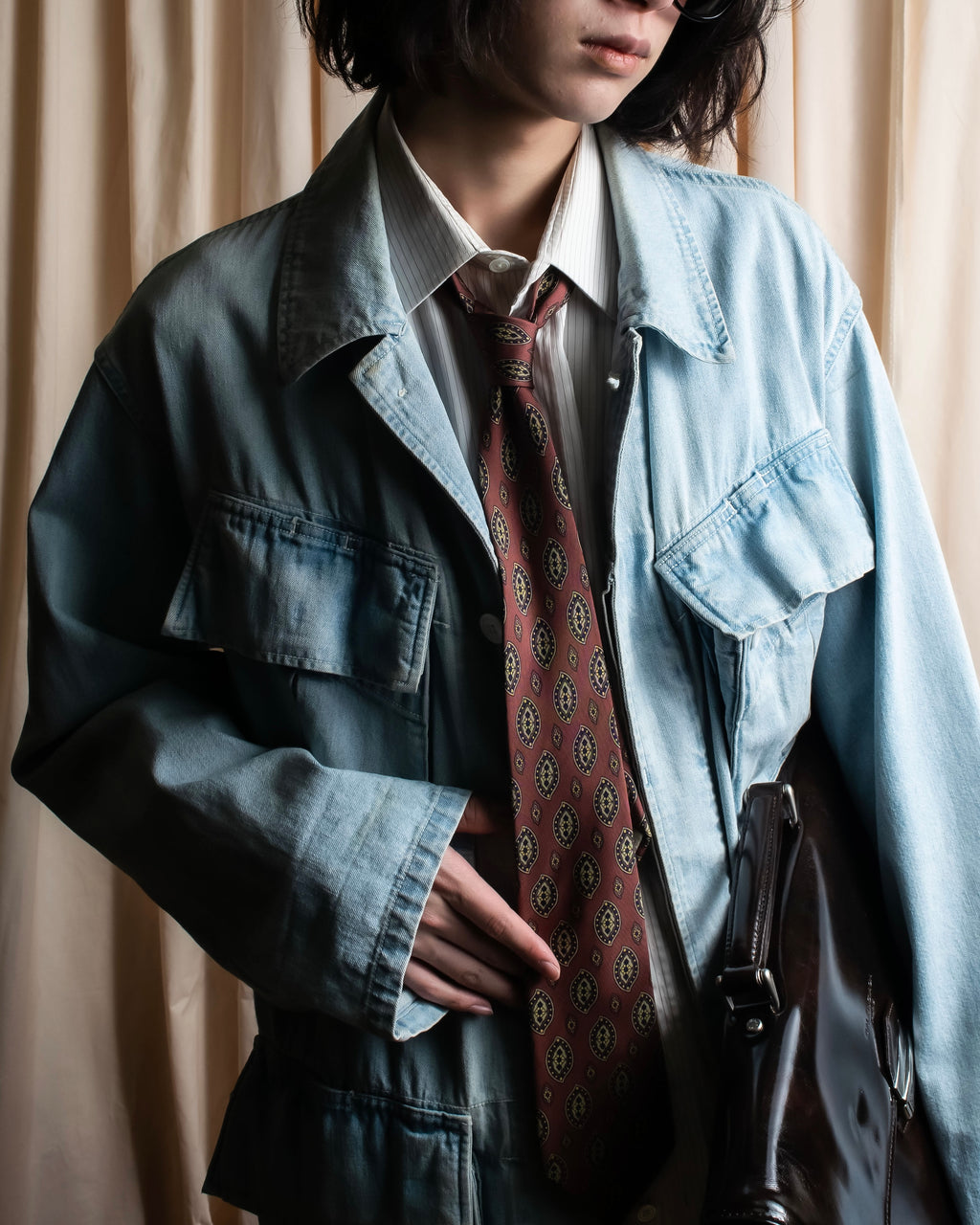 "COMOLI" Flap pocket design oversized denim jacket