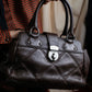 "Max Mara" Silver accents diamond shaped stitching leather boston bag