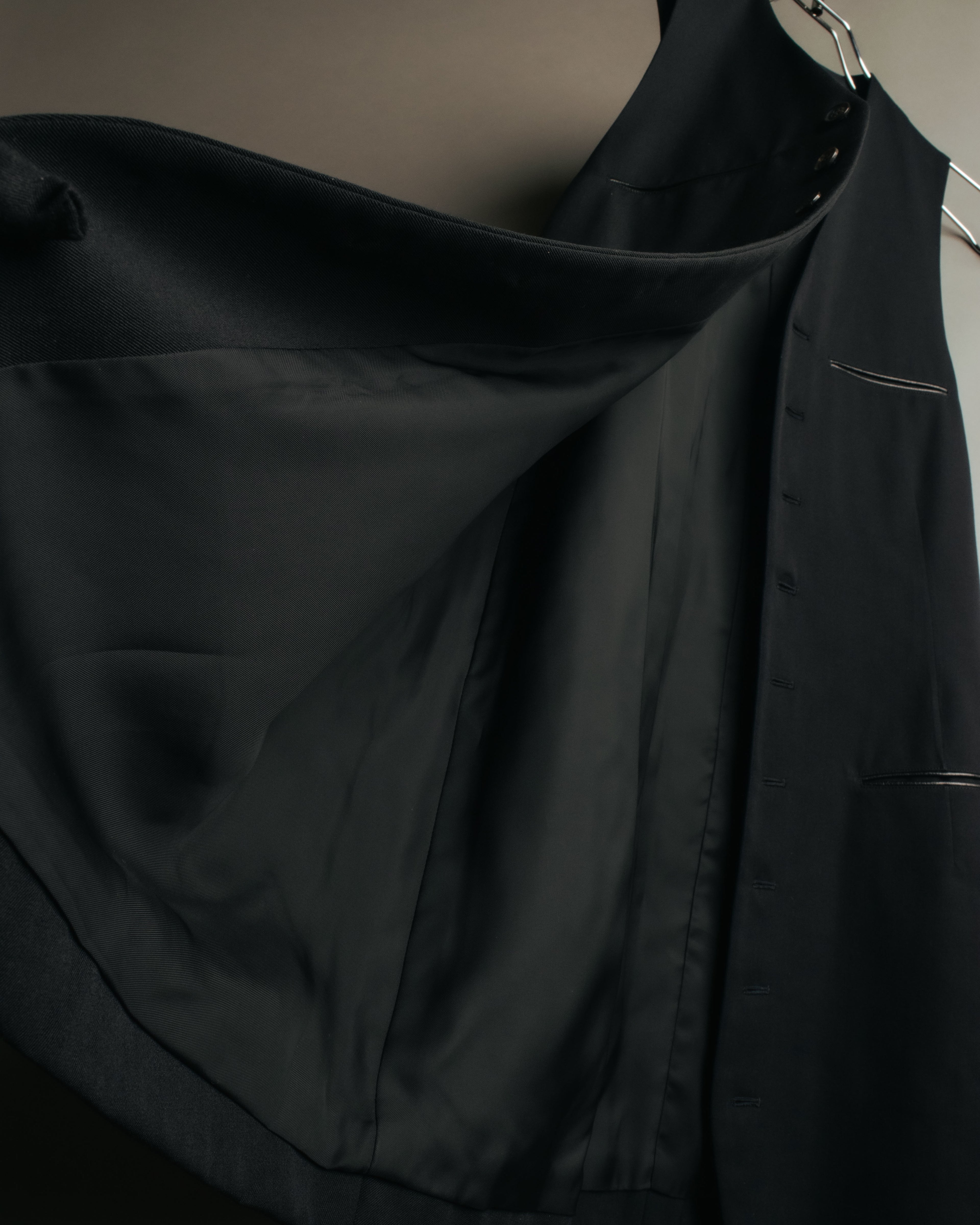 -SPECIAL- “Y’s” 90’s long tailored leather-trimmed vest