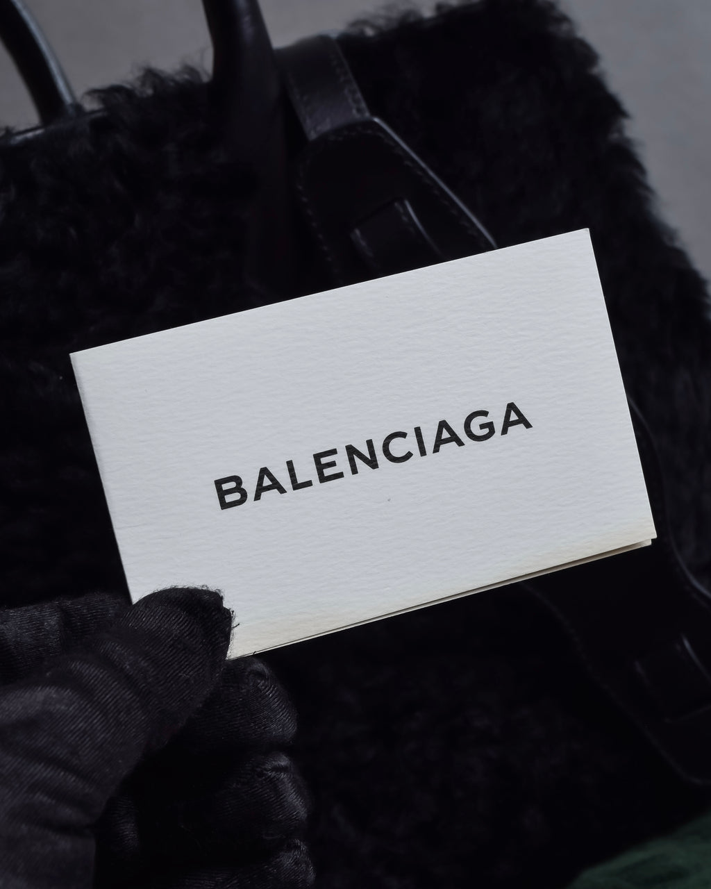 "BALENCIAGA" Padlock design shearling leather bag