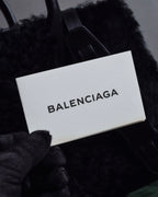 "BALENCIAGA" Padlock design shearling leather bag