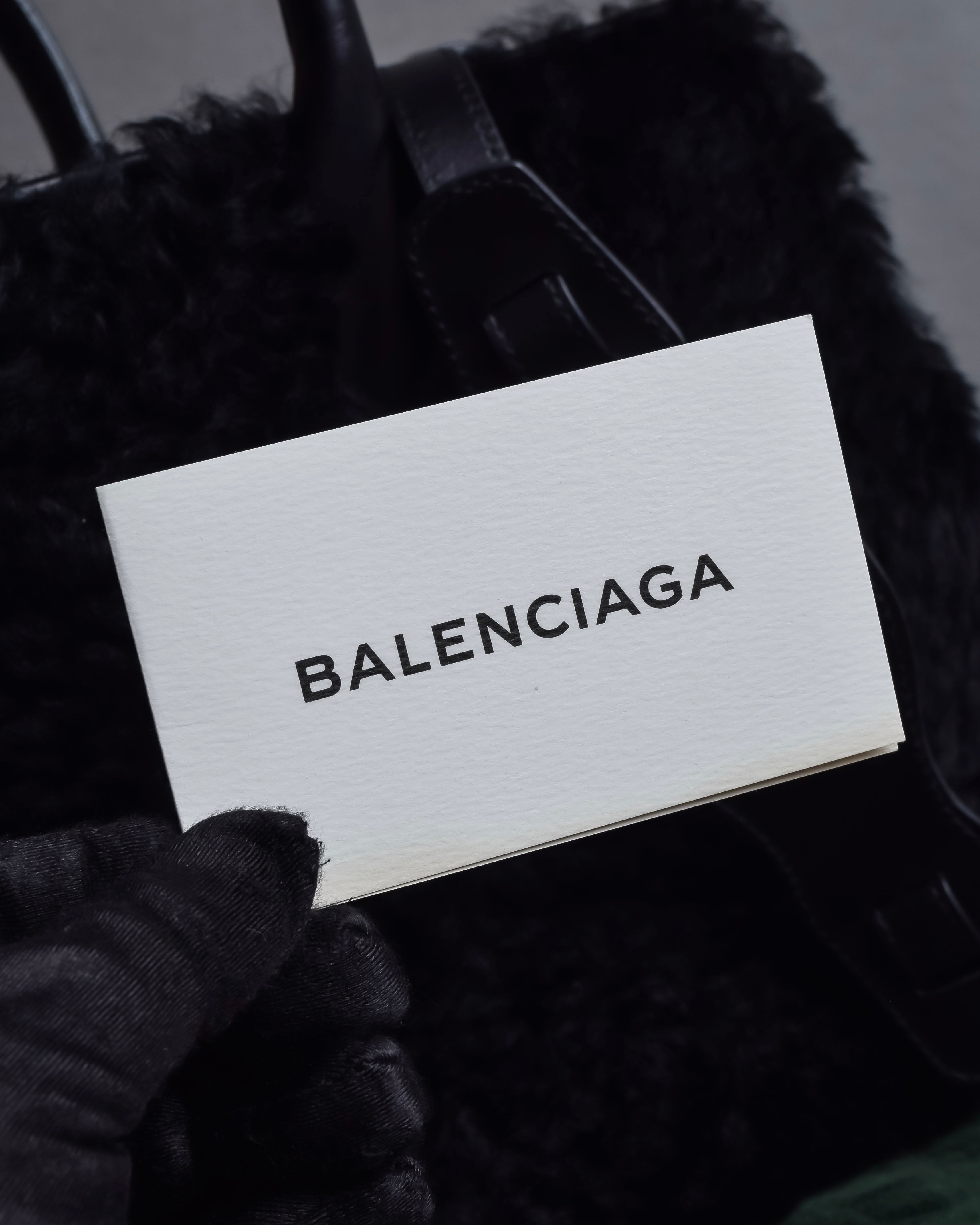 "BALENCIAGA" Padlock design shearling leather bag