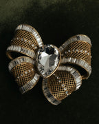 “HANAE MORI” 80’s-90’s Sculptural crystal bow brooch