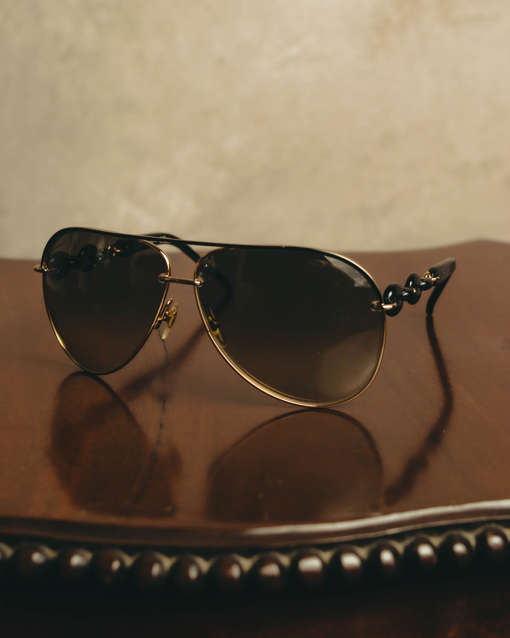 -SPECIAL- "Gucci" 00's Vintage aviator sunglasses with marina chain temples