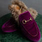 "GUCCI" Pink purple color velour princetown loafers