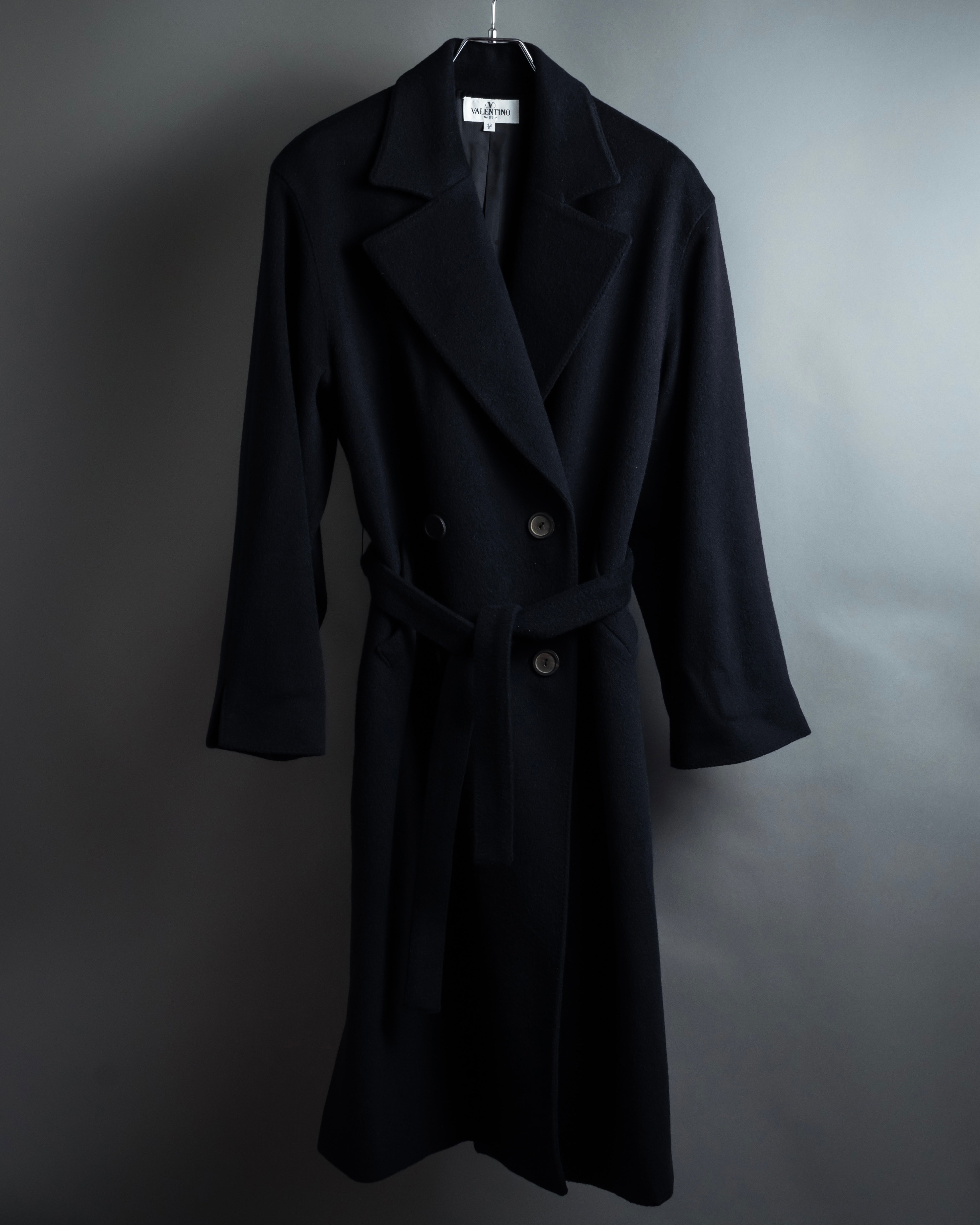 Valentino garavani ファー付き ダブルブレスト ロングコート 