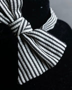 "LOUIS VUITTON" Black＆white color striped bow tie