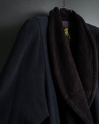 "Junko Yamamoto" Fur-trimmed design long cashmere blend coat