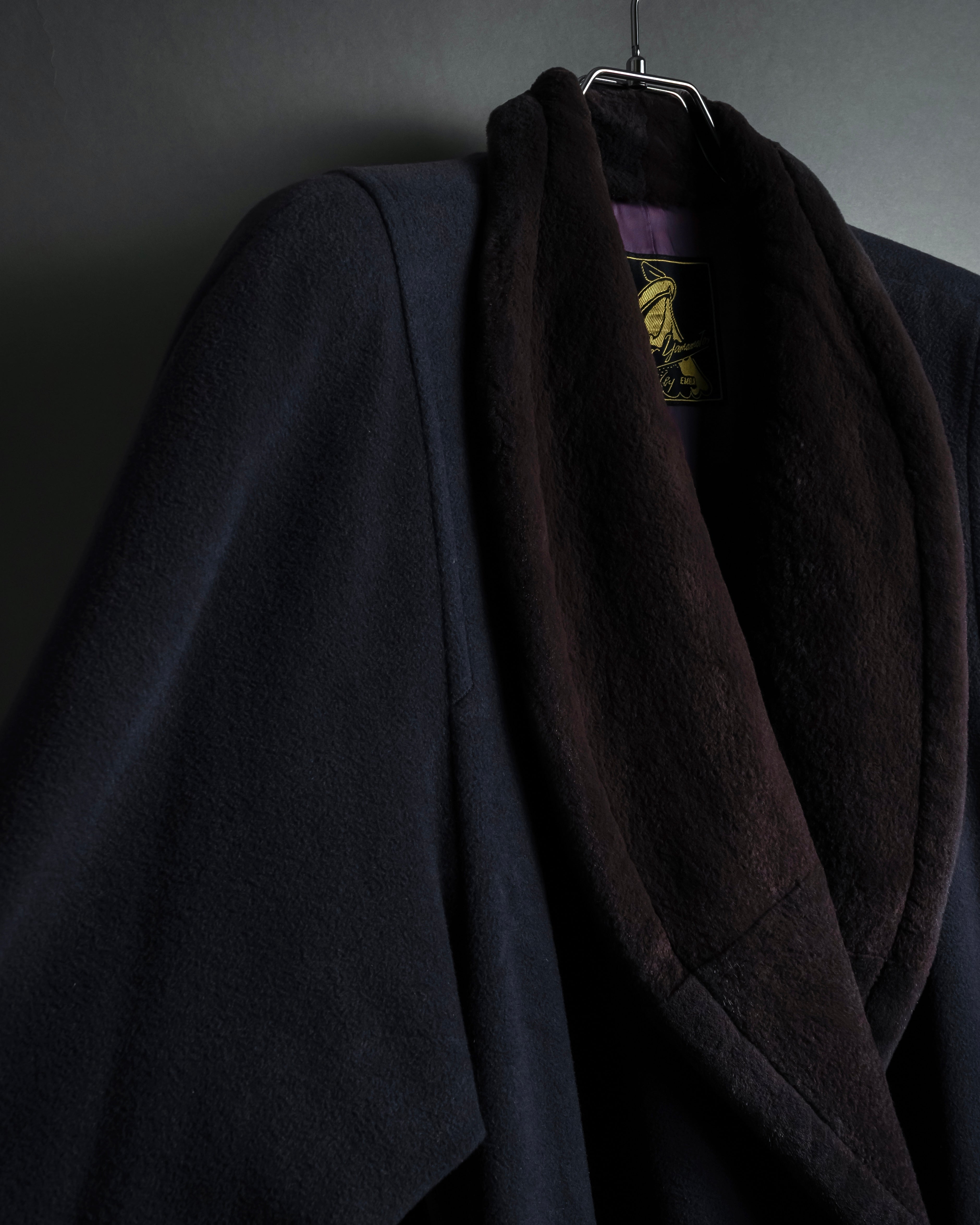 "Junko Yamamoto" Fur-trimmed design long cashmere blend coat