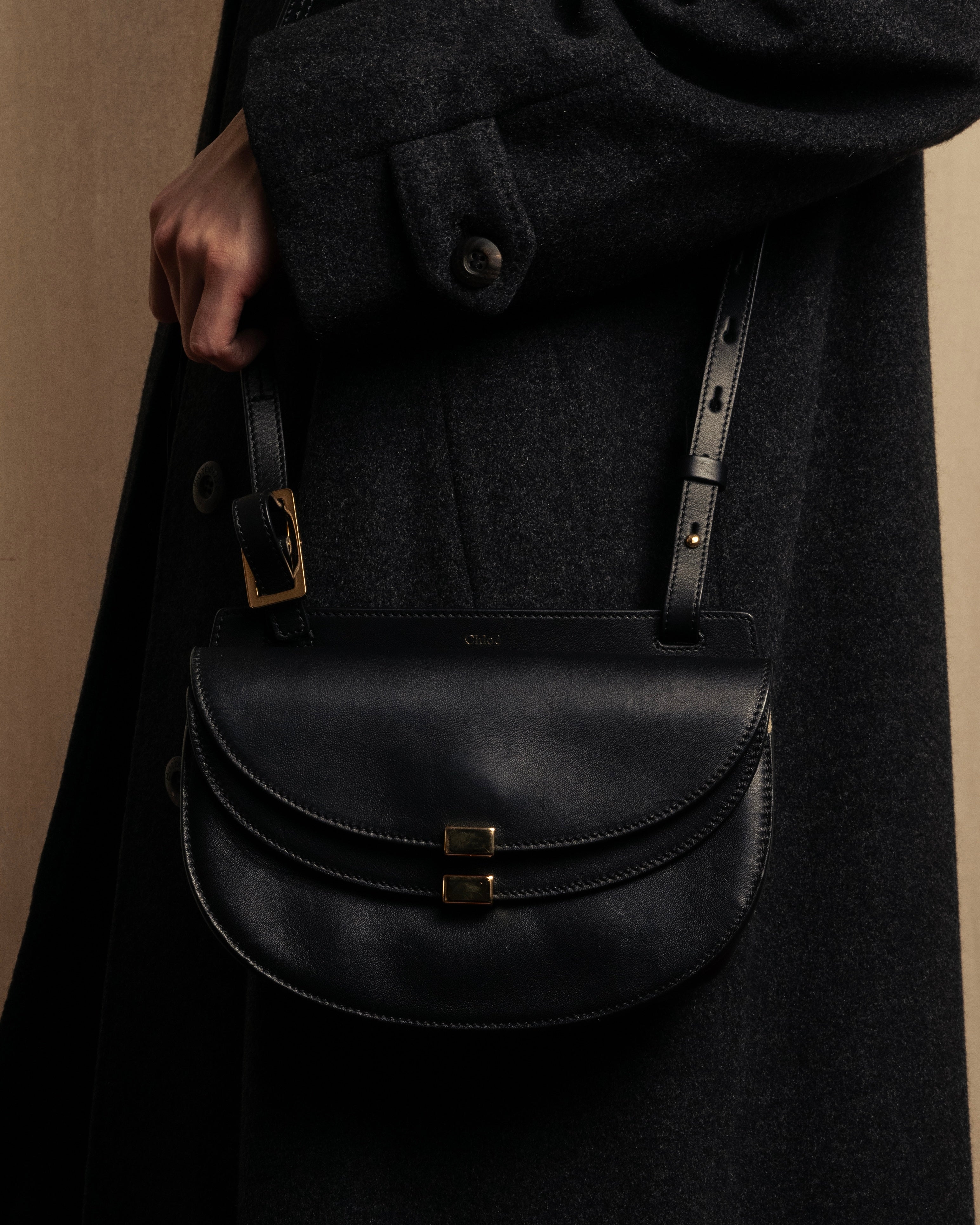 "Chloe" Georgia double flap design leather bag