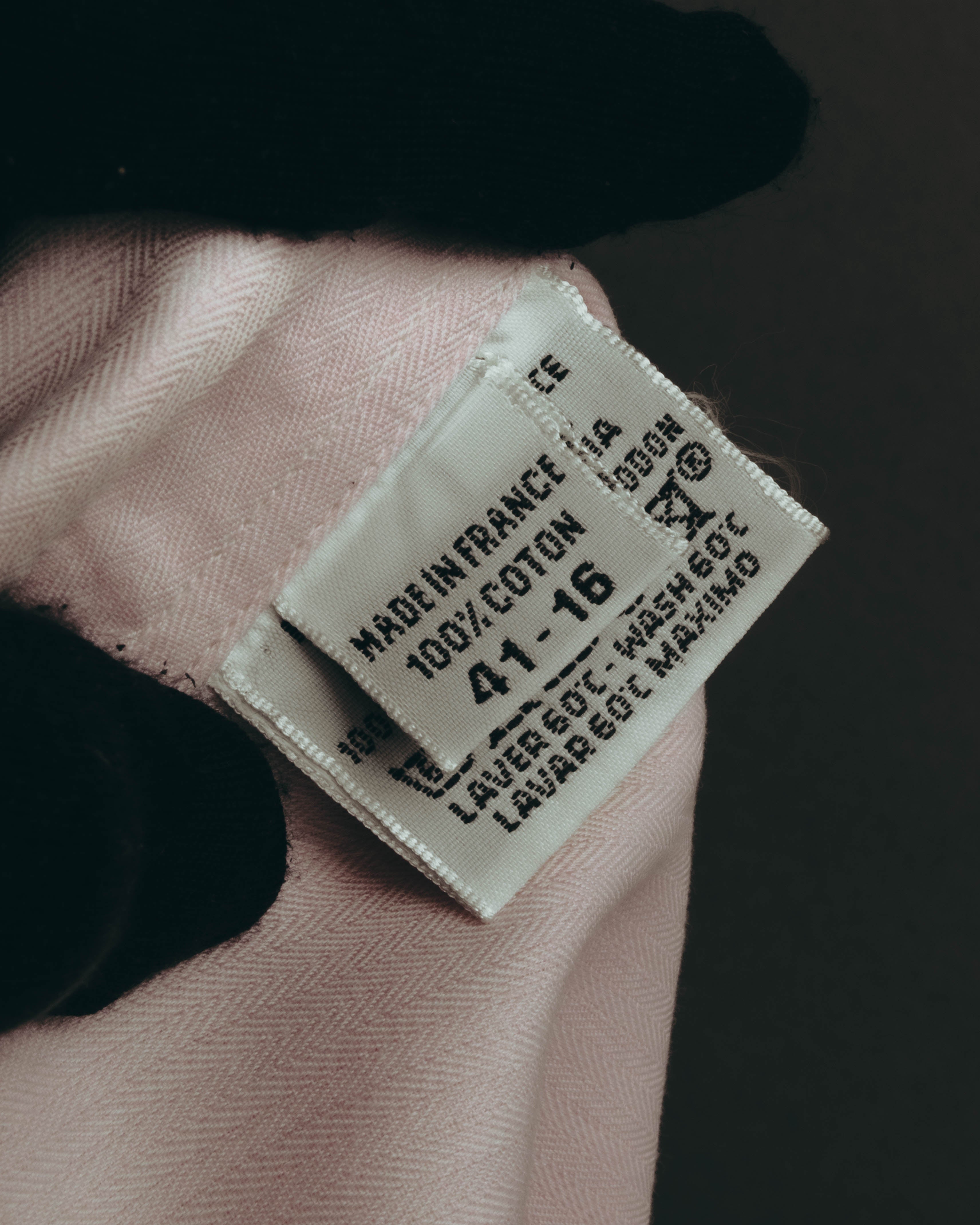"Hermès" 80's-early 90's Pale pink herringbone cotton dress shirt