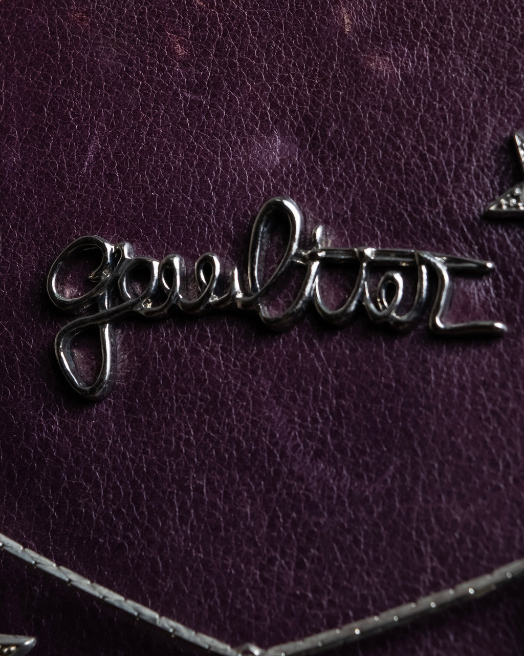 "JEAN PAUL GAULTIER" Horizontal star＆moon chain design purple leather bag