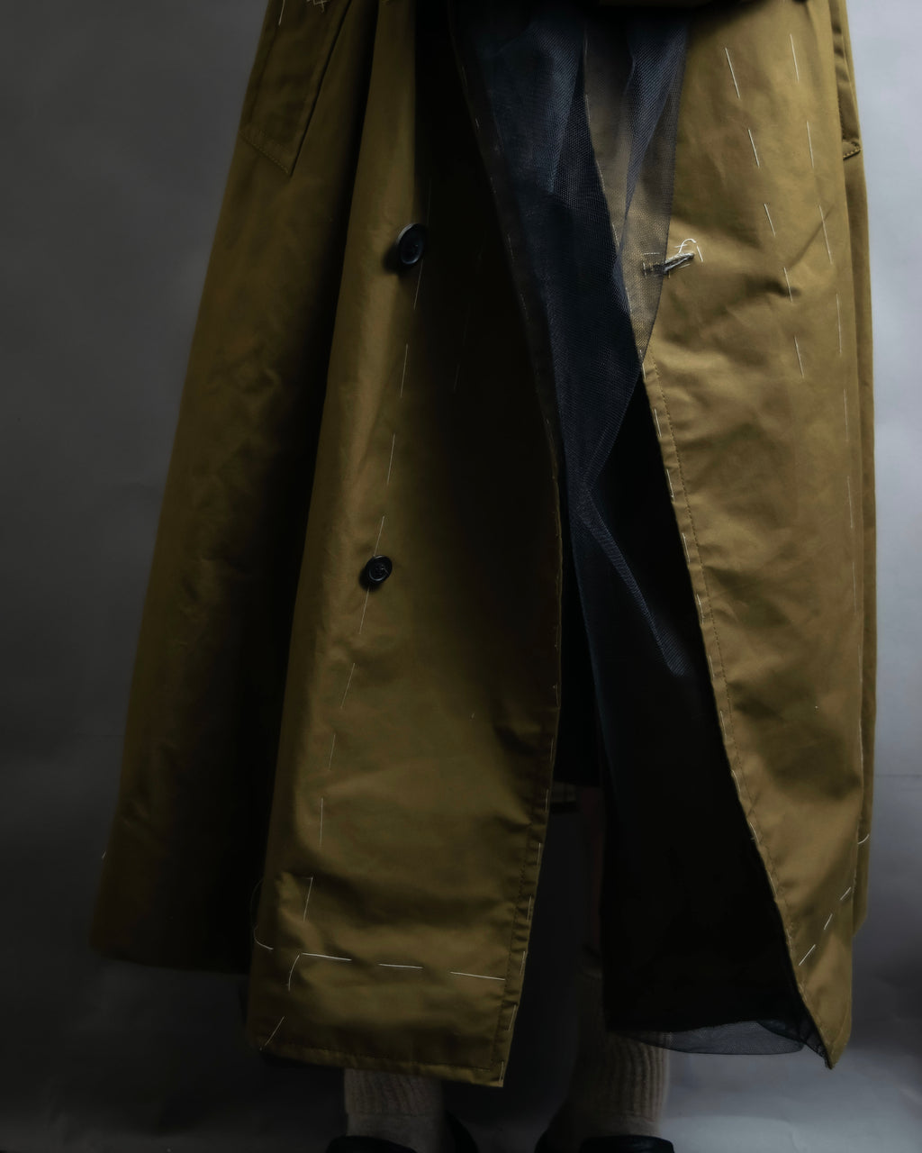 "MAISON MARGIELA" 20AW reconstructed tulle docking trench coat