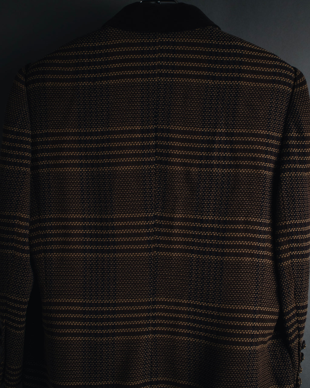 "CELINE" Late 80s–Early 90s velvet-collar woven jacket