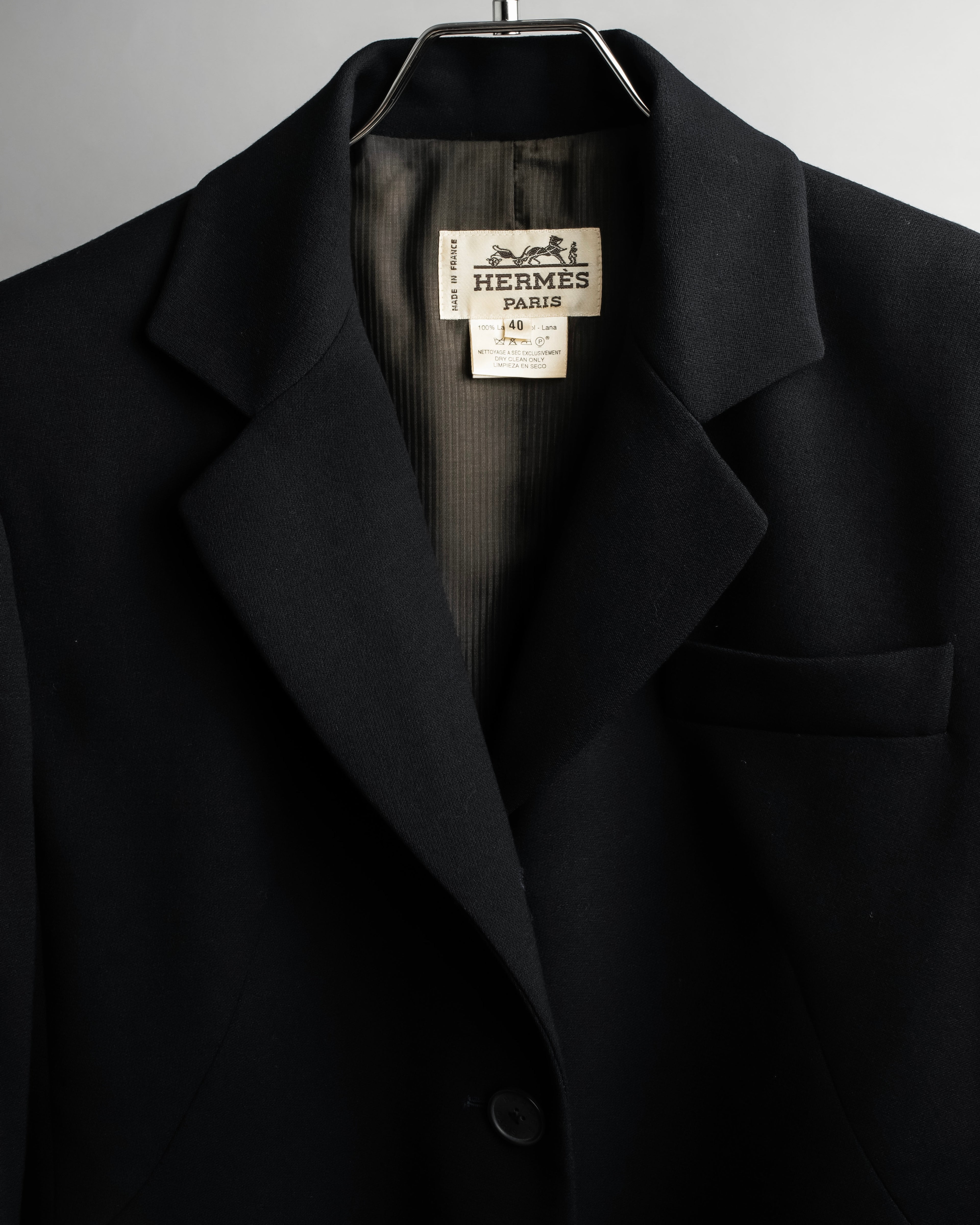 "HERMES" 90's classic detail dark blue tailored jacket