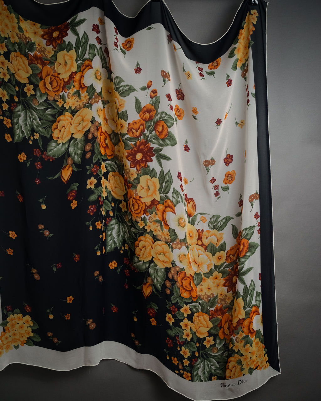 “Christian Dior” 80’s–90’s Botanical silk floral scarf