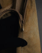 "CECCHI LINEA PELLE" 90’s Suede leather floral cutwork hem skirt