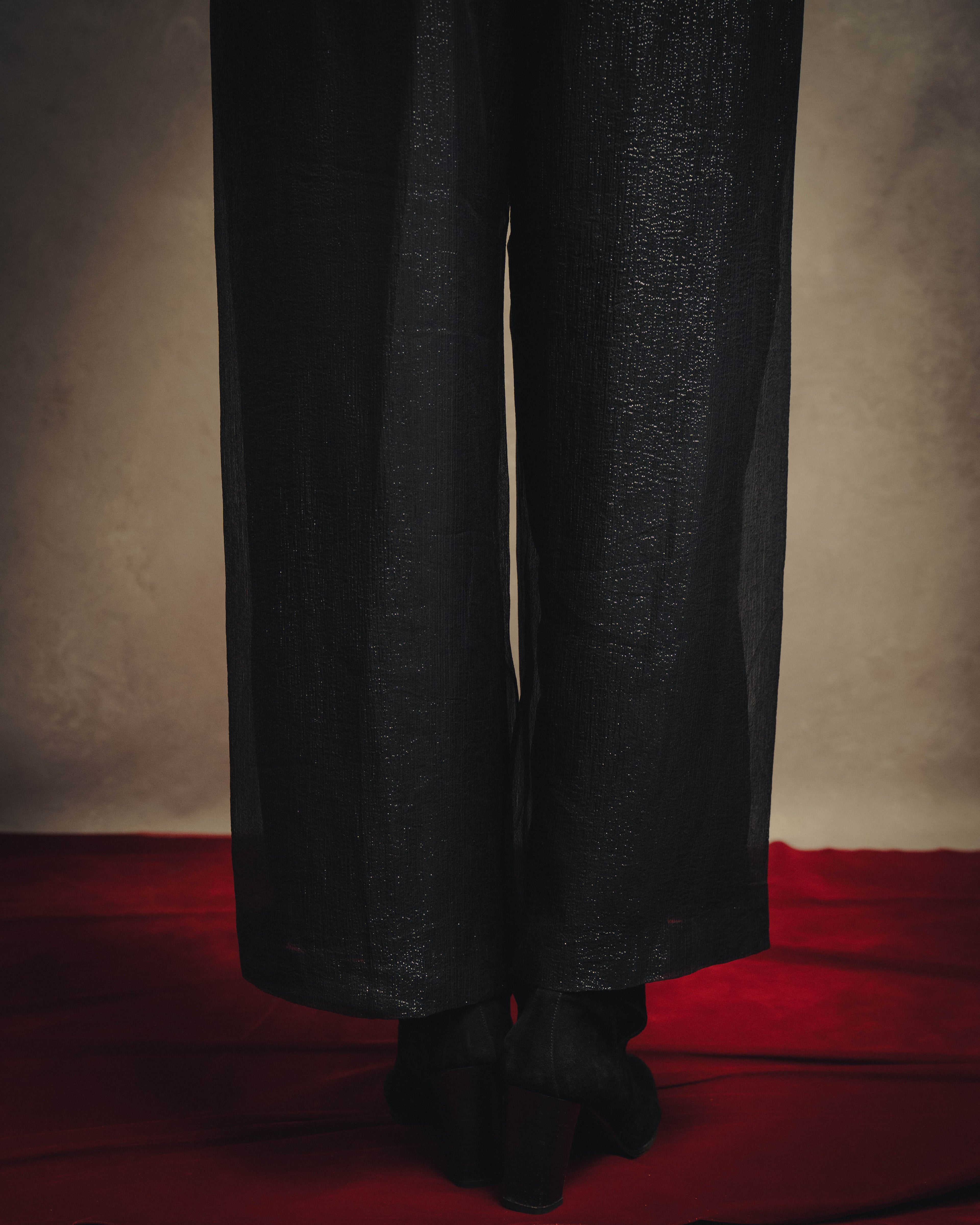 -SPECIAL- "Christian Dior" 00's Metallic silk blend fluid wide-leg trousers