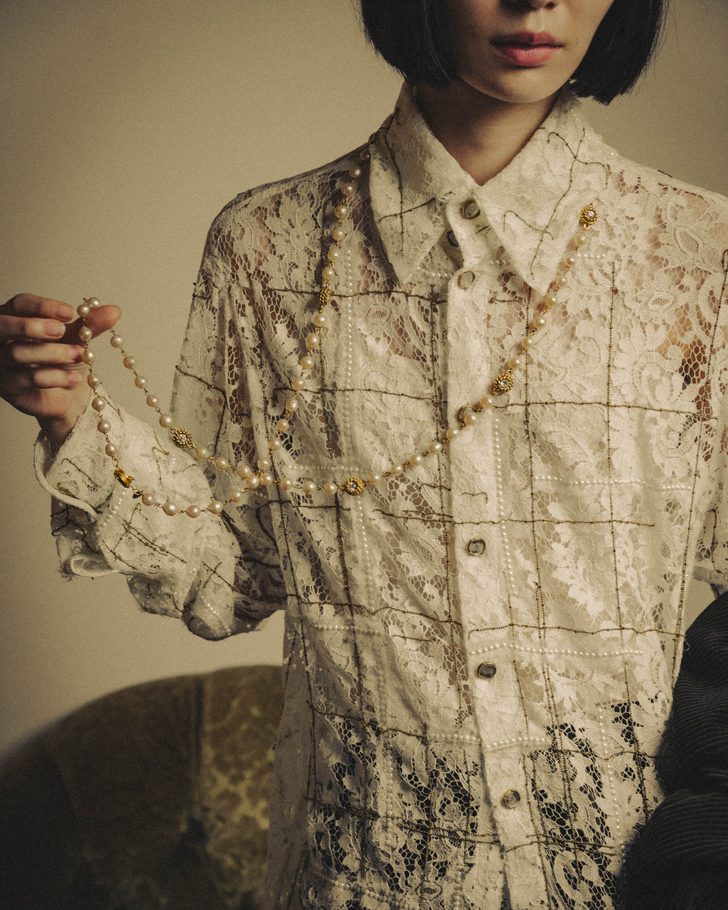 -SPECIAL- "CHANEL" 90's Pearl and crystal embellished long necklace