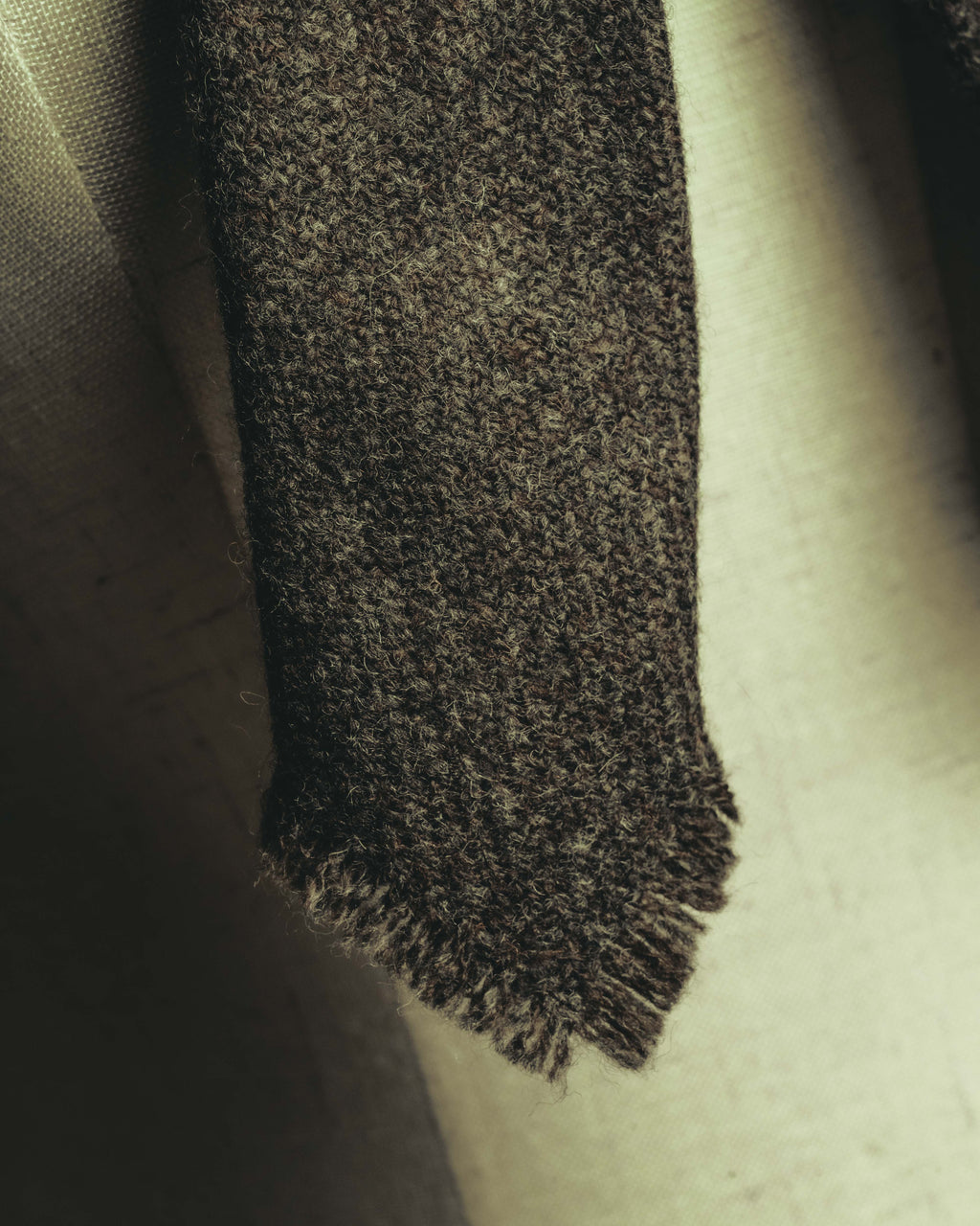 -SPECIAL- "Yves Saint Laurent" 90's-00's Charcoal grey wool textured knit tie