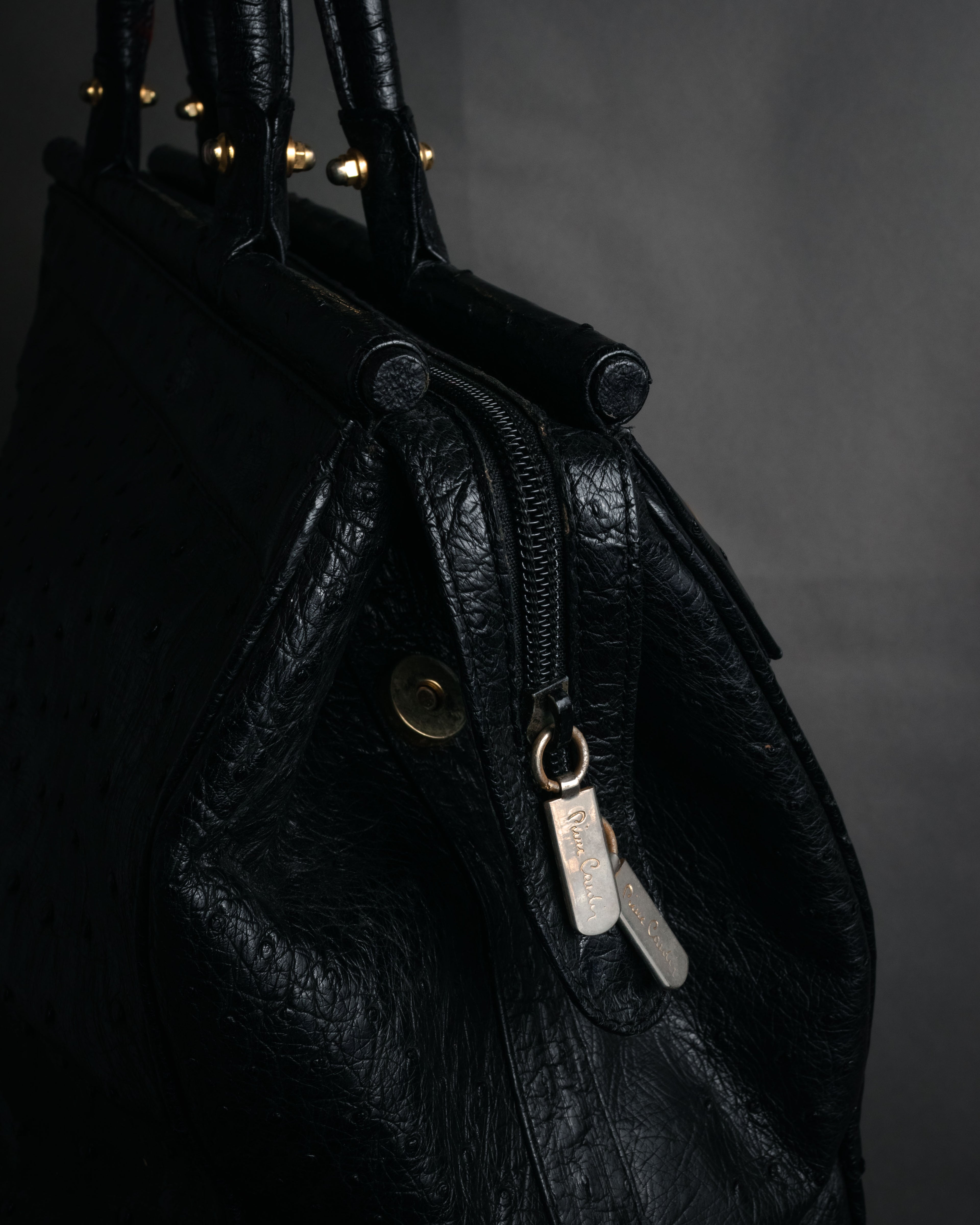 “pierre cardin” 80’s-90’s Ostrich leather structured doctor bag