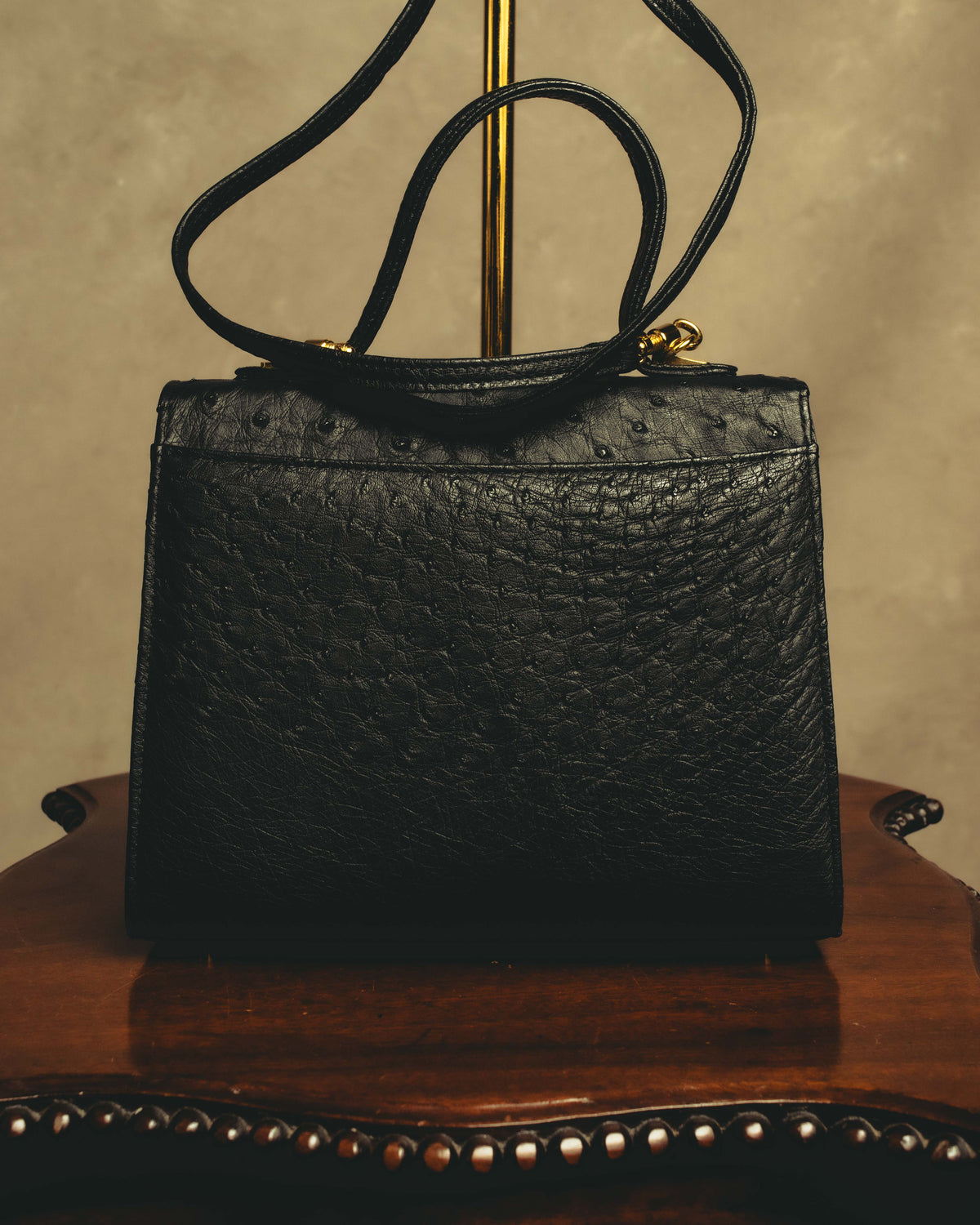 -SPECIAL- "Balenciaga" 90's-00's Ostrich leather structured top handle bag