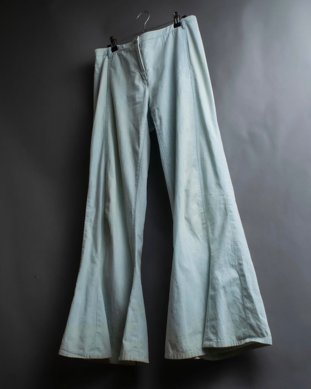 "CHANEL" Coco Mark button detail washed flared denim