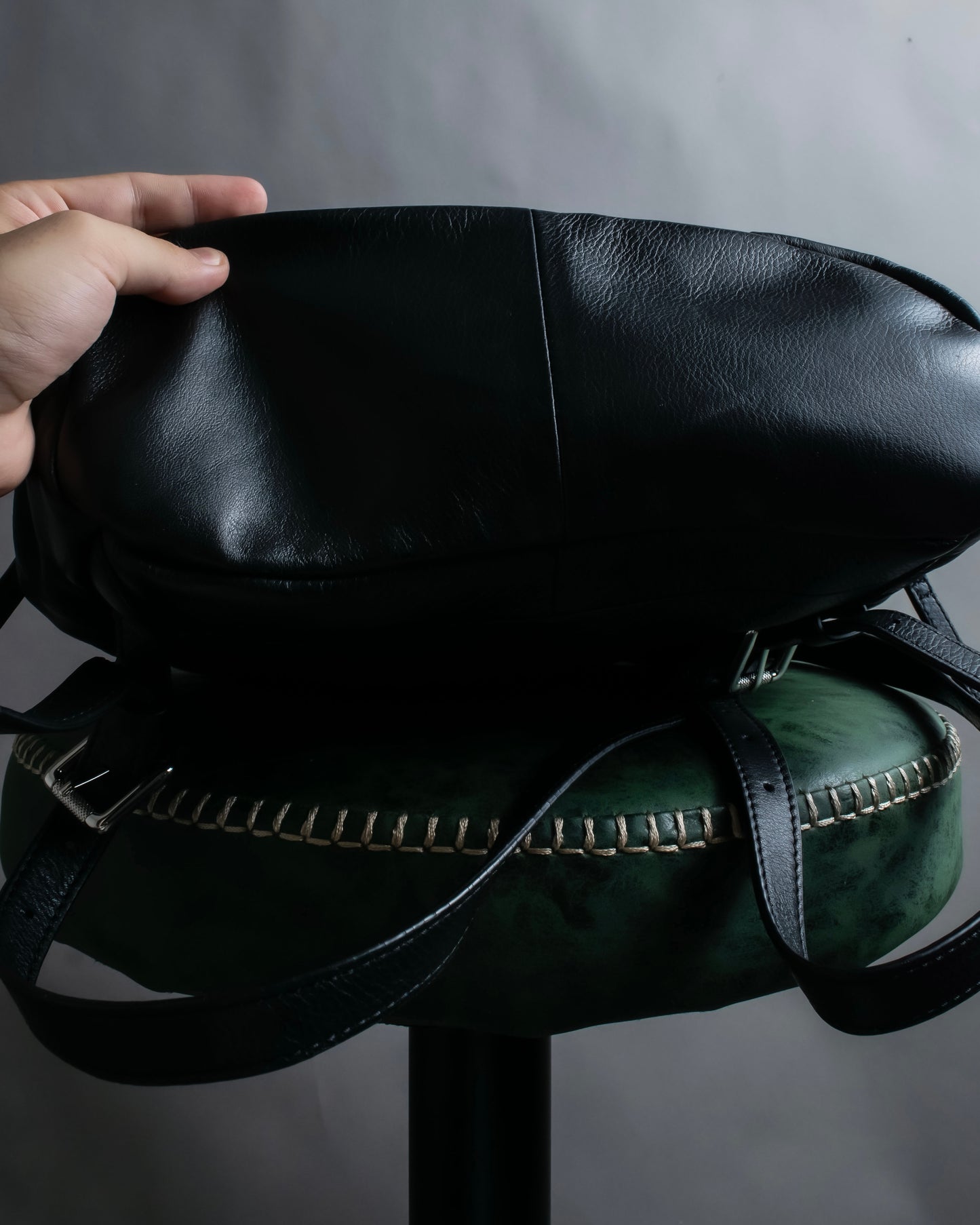 "DIESEL" Decorative zip design leather backpack