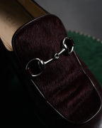 "GUCCI" 90’s-00’s Horsebit haircalf panel loafers