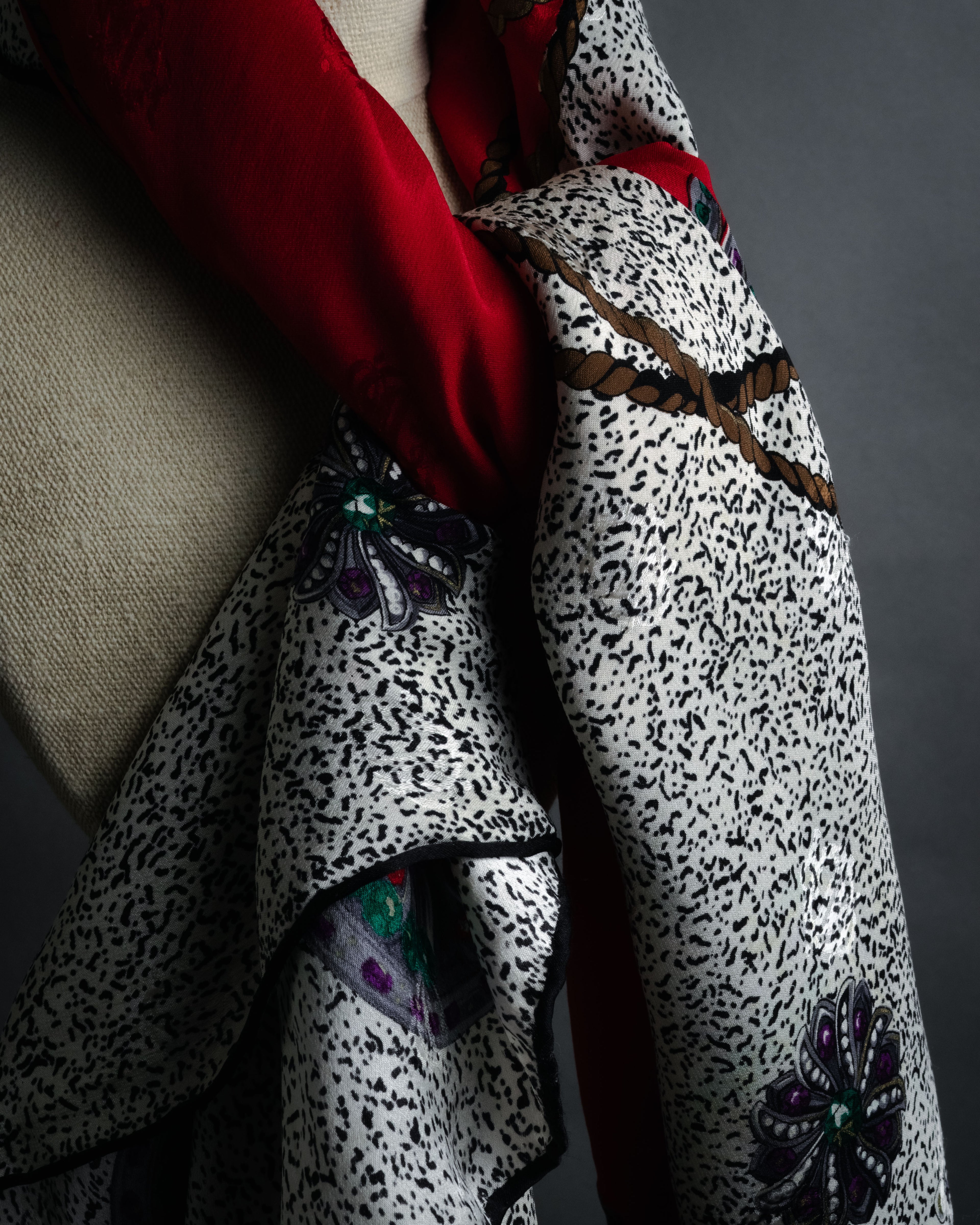 “Christian Dior” 80’s-90’s Jewelry motif monogram silk scarf