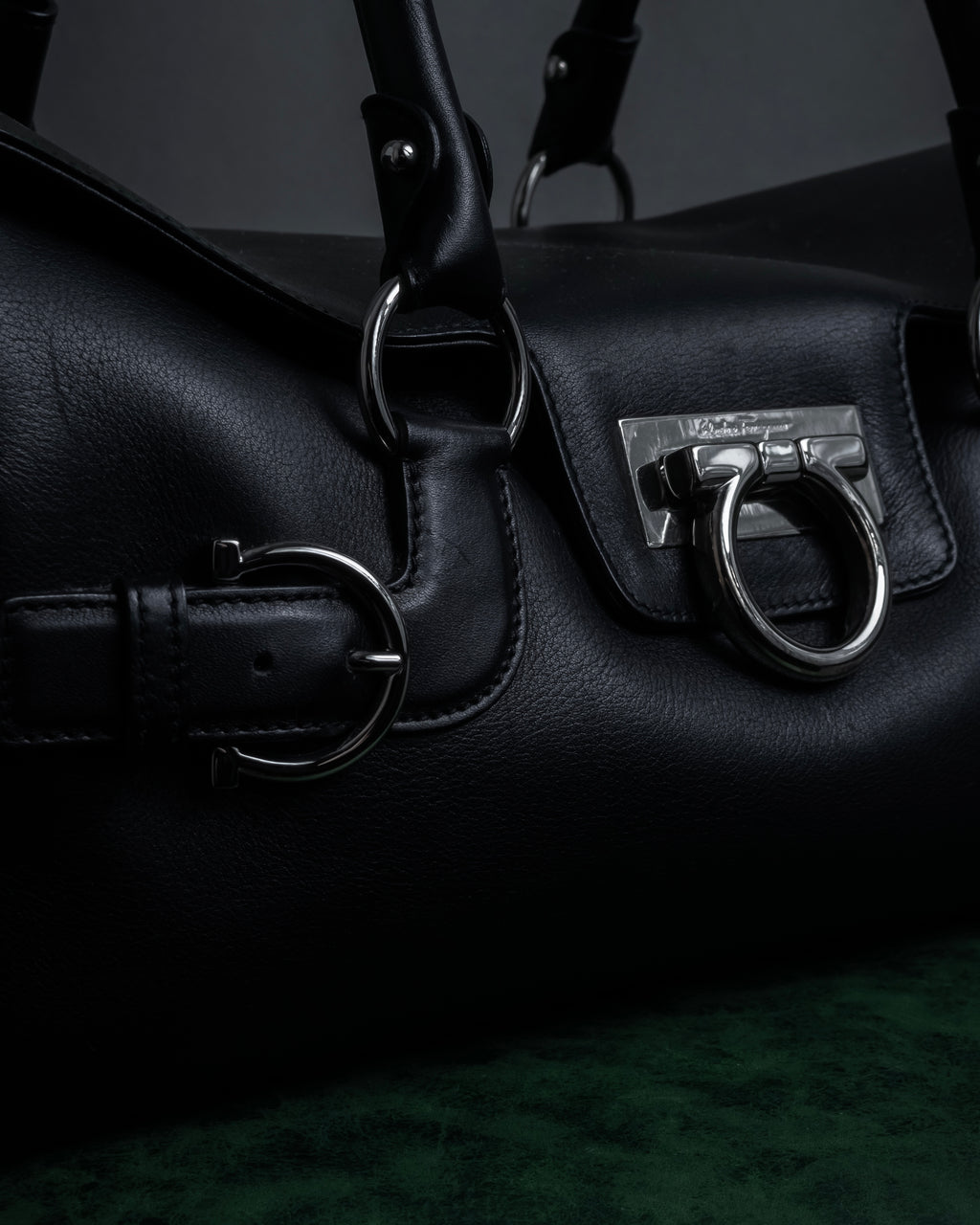 "Salvatore Ferragamo" Gancini motif design leather bowling bag