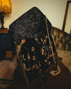 "VALENTINO" 80's-90's Ornately embroidered velvet chain shoulder bag