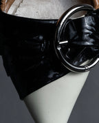 "Dior" Cutting design patent leather pointed toe pumps